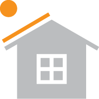 Hous with solar panel icon