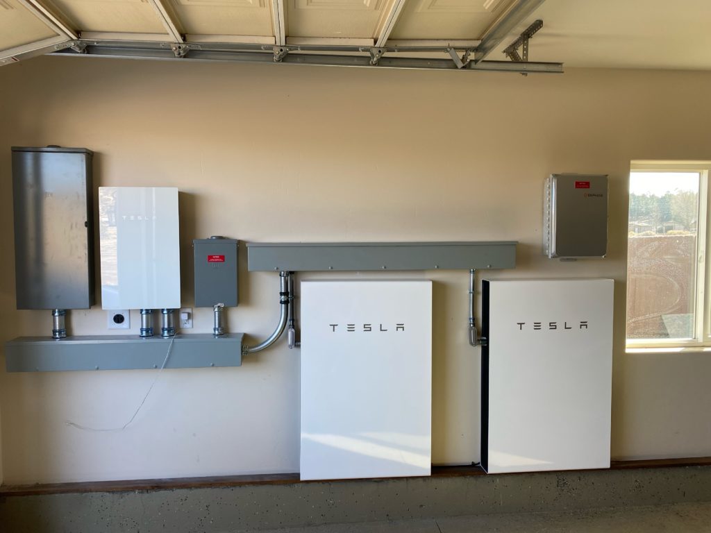 2 Tesla Powerwalls in garage in Flagstaff Arizona
